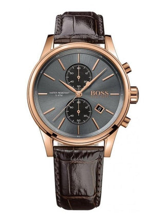 Hugo Boss Jet Grey Dial Brown Leather Strap Watch for Men - 1513281 Authentic Buy Shop Now