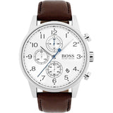 Hugo Boss Navigator White Dial Brown Leather Strap Watch for Men - 1513495 Authentic Buy Shop Now