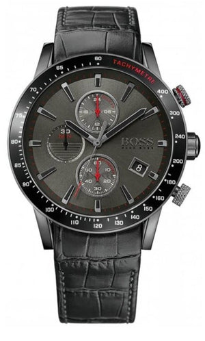 Hugo Boss Rafale Chronograph Grey Dial Black Leather Strap Watch For Men - HB1513445 Authentic Buy Shop Now