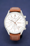 Hugo Boss Grand Prix White Dial Brown Leather Strap Watch for Men - 1513475 Authentic Buy Shop Now
