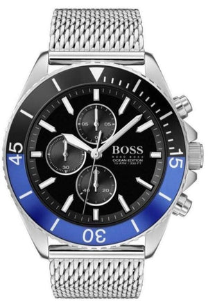 Hugo Boss Ocean Edition Black Dial Silver Mesh Strap Watch for Men - 1513742 Authentic Buy Shop Now