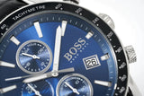 Hugo Boss Rafale Chronograph Quartz Blue Dial Black Leather Strap Watch For Men - HB1513391 Authentic Buy Shop Now
