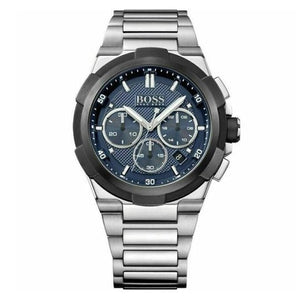 Hugo Boss Supernova Chronograph Blue Dial Silver Steel Strap Watch for Men - 1513360 Authentic Buy Shop Now