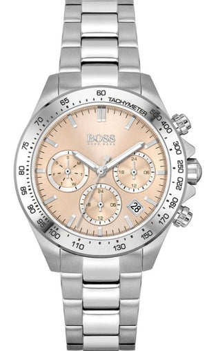 Hugo Boss Novia Pink Dial Silver Steel Strap Watch for Women - 1502615 Authentic Buy Shop Now