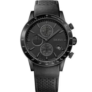 Hugo Boss Rafale Chronograph Black Dial Black Leather Strap Watch For Men - 1513456 Authentic Buy Shop Now