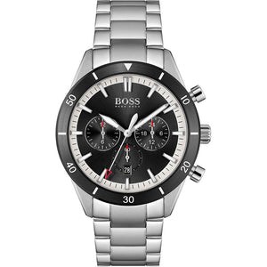 Hugo Boss Santiago Black Dial Silver Steel Strap Watch for Men - 1513862 Authentic Buy Shop Now