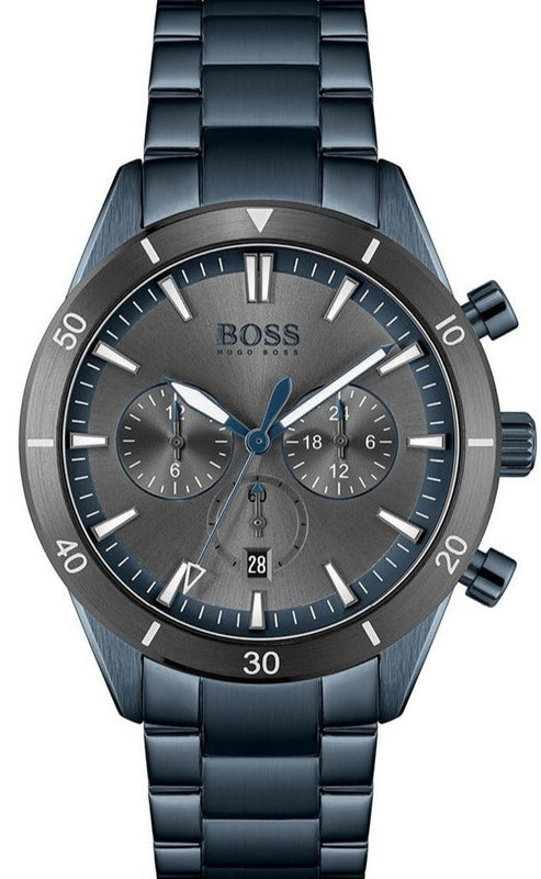Hugo Boss Santiago Grey Dial Blue Steel Strap Watch for Men - 1513865 Authentic Buy Shop Now