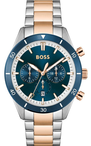 Hugo Boss Santiago Blue Dial Two Tone Steel Strap Watch for Men - 1513937 Authentic Buy Shop Now