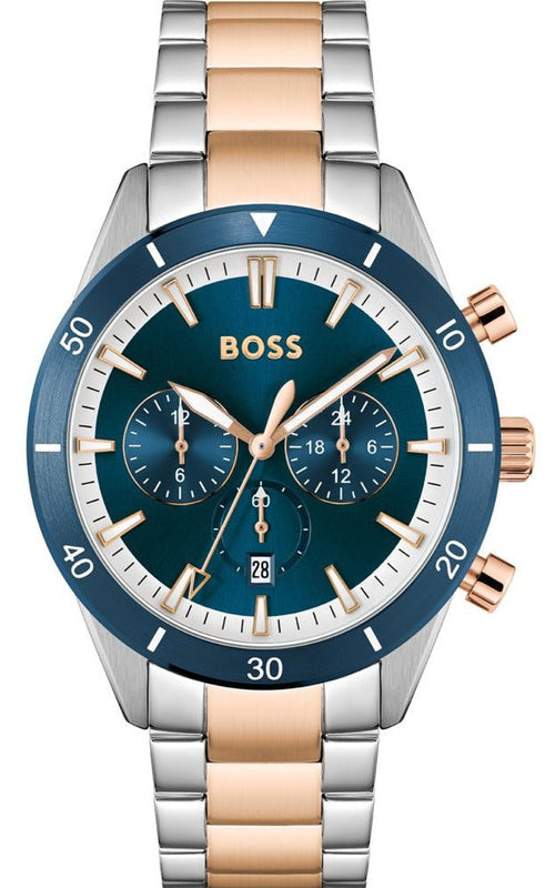 Hugo Boss Santiago Blue Dial Two Tone Steel Strap Watch for Men - 1513937 Authentic Buy Shop Now