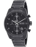 Hugo Boss Skymaster Chronograph Black Dial Black Steel Strap Watch for Men - 1513785 Authentic Buy Shop Now