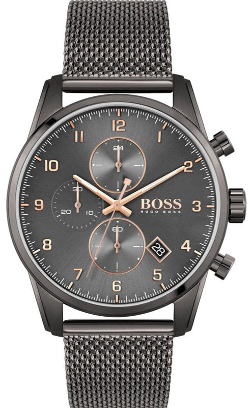 Hugo Boss Skymaster Grey Dial Grey Mesh Bracelet Watch for Men - 1513837 Authentic Buy Shop Now