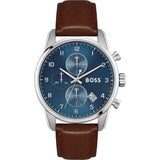 Hugo Boss Skymaster Blue Dial Brown Leather Strap Watch for Men - 1513940 Authentic Buy Shop Now