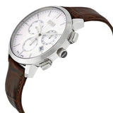 Hugo Boss Slim Chronograph White Dial Brown Leather Strap Watch For Men - 1513263 Authentic Buy Shop Now