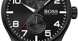 Hugo Boss Aeroliner Black Dial Black Leather Strap Watch For Men - 1513083 Authentic Buy Shop Now