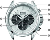 Hugo Boss Casual Chronograph Silver Dial Black Leather Strap Watch For Men - HB1512880 Authentic Buy Shop Now