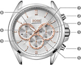 Hugo Boss Driver Chronograph Silver Dial Brown Leather Strap Watch For Men - 1512881 Authentic Buy Shop Now