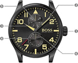 Hugo Boss Aeroliner Maxx Chronograph Black Dial Brown Leather Strap Watch For Men - 1513082 Authentic Buy Shop Now