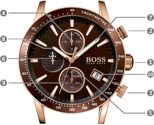 Hugo Boss Rafale Chronograph Brown Dial Brown Leather Strap Watch For Men - 1513392 Authentic Buy Shop Now