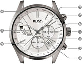 Hugo Boss Grand Prix White Dial Grey Leather Strap Watch for Men - 1513633 Authentic Buy Shop Now