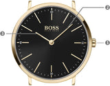 Hugo Boss Horizon Quartz Black Dial Gold Mesh Bracelet Watch For Men - 1513735 Authentic Buy Shop Now