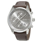 Hugo Boss Grand Prix Grey Dial Brown Leather Strap Watch for Men - 1513476 Authentic Buy Shop Now