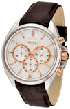 Hugo Boss Driver Chronograph Silver Dial Brown Leather Strap Watch For Men - 1512881 Authentic Buy Shop Now