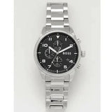 Hugo Boss View Chronograph Black Dial Silver Steel Strap Watch For Men - 1514008 Authentic Buy Shop Now