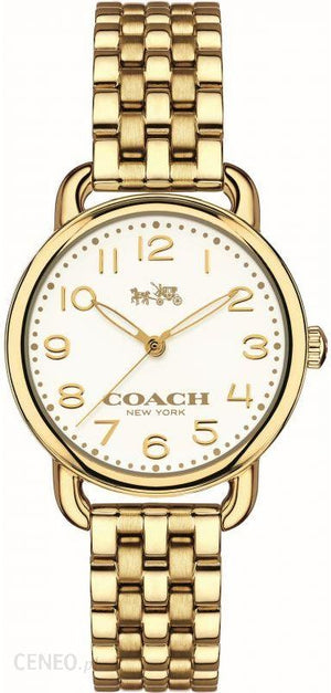 Coach Delancey Classic White Dial Gold Steel Strap Watch for Women - 14502261 Authentic Buy Shop Now