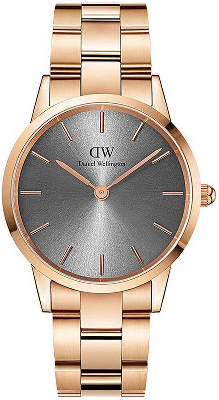Daniel Wellington Iconic Link Grey Dial Rose Gold Steel Strap Watch For Women - DW00100332 Authentic Buy Shop Now