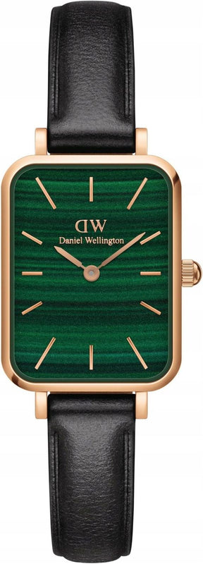 Daniel Wellington Quadro Pressed Sheffield Green Dial Black Leather Strap Watch For Women - DW00100439 Authentic Buy Shop Now