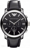 Emporio Armani Classic Chronograph Black Dial Black Leather Strap Watch For Men - AR0431 Authentic Buy Shop Now