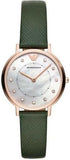 Emporio Armani Mother of Pearl Dial Green Leather Strap Watch For Women - AR11150 Authentic Buy Shop Now