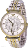 Emporio Armani Gianni T Bar White Dial Two Tone Steel Strap Watch For Women - AR8031 Authentic Buy Shop Now