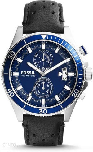 Fossil Wakefield Chronograph Blue Dial Black Leather Strap Watch for Women - CH2945 Authentic Buy Shop Now