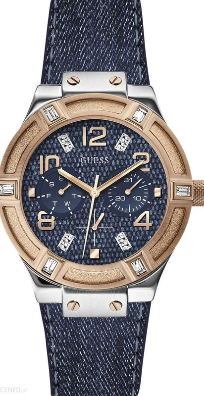 Guess Jet Setter Analog Blue Dial Blue Denim Strap Watch For Women - W0289L1 Authentic Buy Shop Now