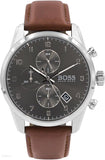 Hugo Boss Skymaster Grey Dial Brown Leather Strap Watch for Men - 1513787 Authentic Buy Shop Now