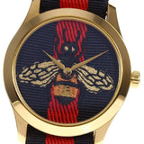 Gucci G Timeless Bee Red & Blue Dial Red Two Tone Nylon Strap Watch For Men - YA1264061 Authentic Buy Shop Now