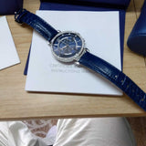 Swarovski Passage Chrono Crystal Blue Dial Blue Leather Strap Watch for Women - 5580342 Authentic Buy Shop Now