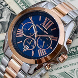 Michael Kors Bradshaw Blue Dial Two Tone Steel Strap Watch for Women - MK5606 Authentic Buy Shop Now