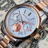 Michael Kors Runway Chronograph Blue Dial Two Tone Steel Strap Watch For Women - MK6166 Authentic Buy Shop Now