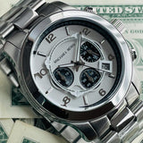 Michael Kors Runway Chronograph Silver Dial Silver Steel Strap Watch for Men - MK8060 Authentic Buy Shop Now