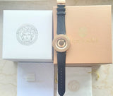Versace V Metal Icon Black Dial Black Leather Strap Watch For Men - VQL020015 Authentic Buy Shop Now