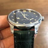 Gucci G-Timeless Black Dial Green Leather Strap Unisex Watch - YA126326 Authentic Buy Shop Now