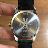 Gucci G-Timeless Black Dial Green Leather Strap Unisex Watch - YA126326 Authentic Buy Shop Now