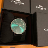 Coach Charles Green Dial Black Leather Strap Watch for Men - 14602436 Authentic Buy Shop Now