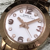Marc Jacobs Amy White Dial Rose Gold Steel Strap Watch for Women - MBM3227 Authentic Buy Shop Now