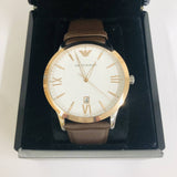 Emporio Armani Giovanni Quartz White Dial Brown Leather Strap Watch For Men - AR11211 Authentic Buy Shop Now