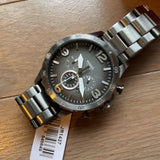 Fossil Nate Chronograph Gunmetal Dial Grey Steel Strap Watch for Men - JR1437 Authentic Buy Shop Now