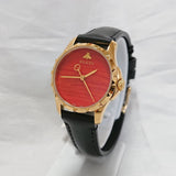 Gucci G Timeless Coral Red Dial Black Leather Strap Watch For Men - YA126464 Authentic Buy Shop Now
