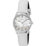 Gucci G-Timeless Mother of Pearl White Dial White Leather Strap Watch For Women - YA126597 Authentic Buy Shop Now